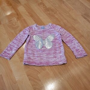 Baby Gap Marbled Cotton Pink Butterfly Sweater Size 2T